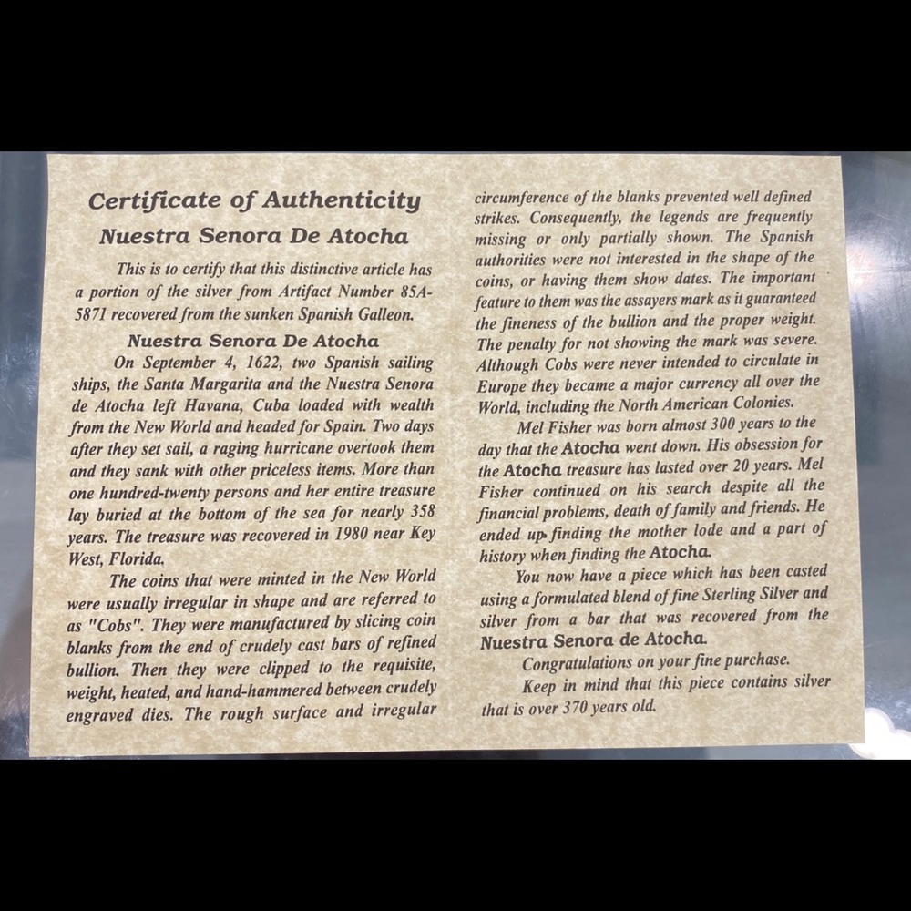 Atocha shipwreck Coin Pendant in 14Kt gold bezel - Picture 7 of 8